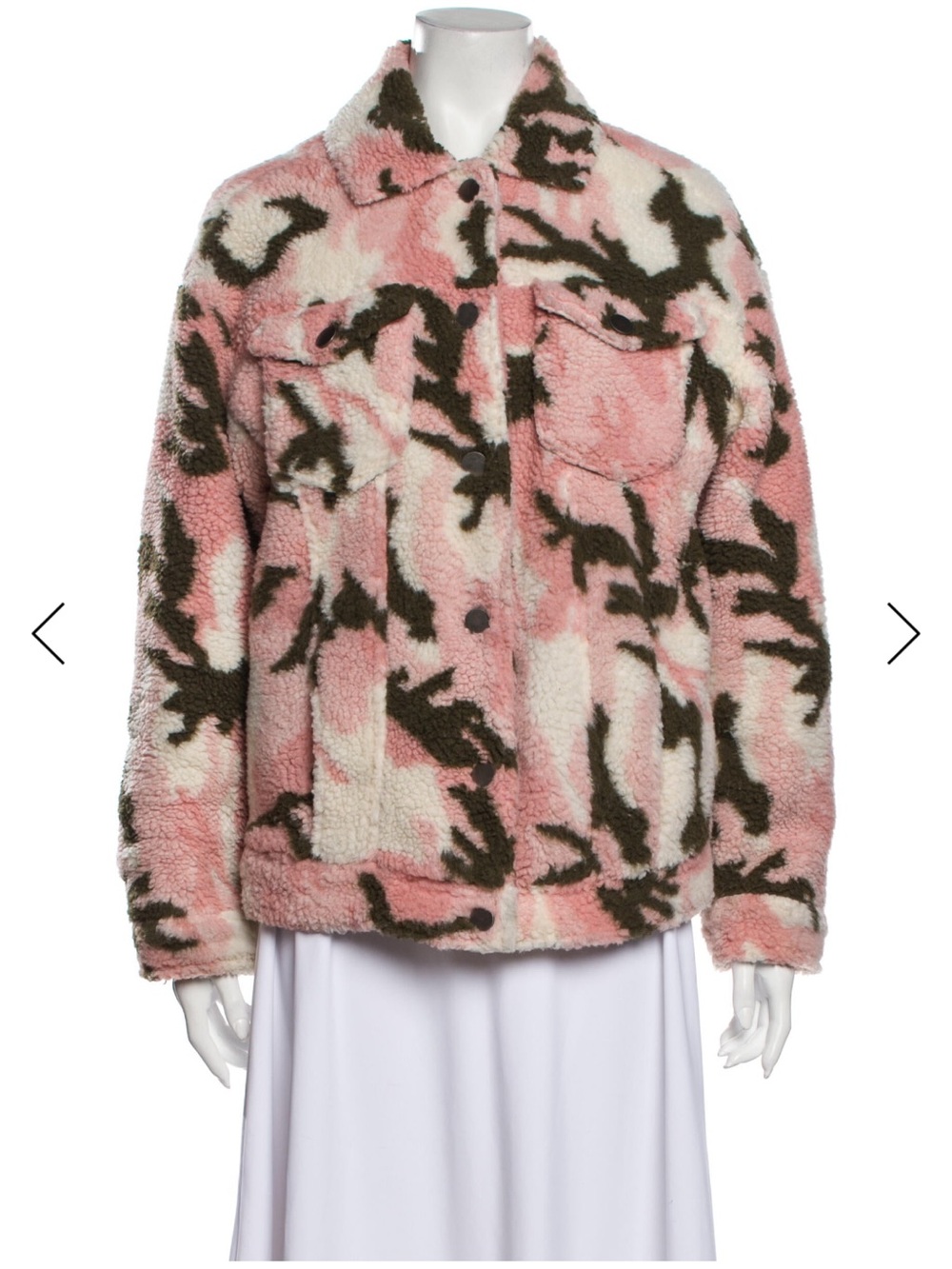 Apparis Pink and Green Camouflage Sherpa Jacket